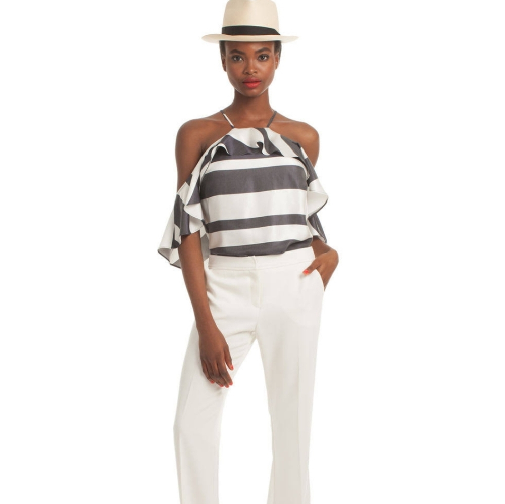 Trina Turk Olan Halter Top Indigo/White Small